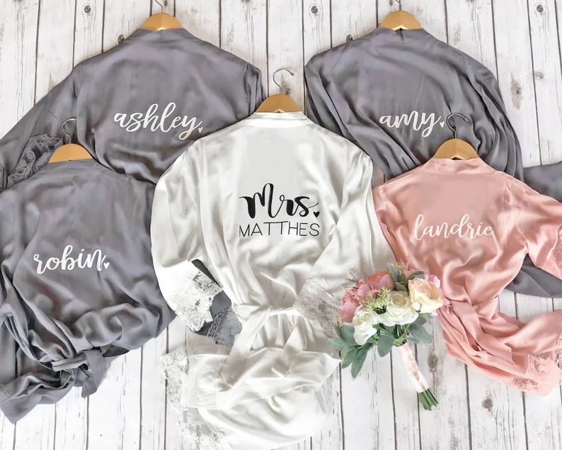 Personalized Cotton Lace Bridesmaid Robes - Set of Robes for Bridesmaid Proposal - Bride Tribe - ... | Etsy (US)