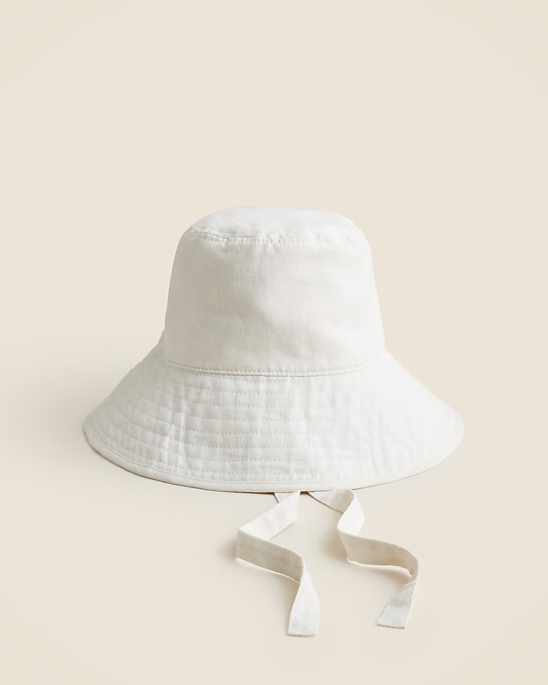 Linen bucket hat with ties | J. Crew US