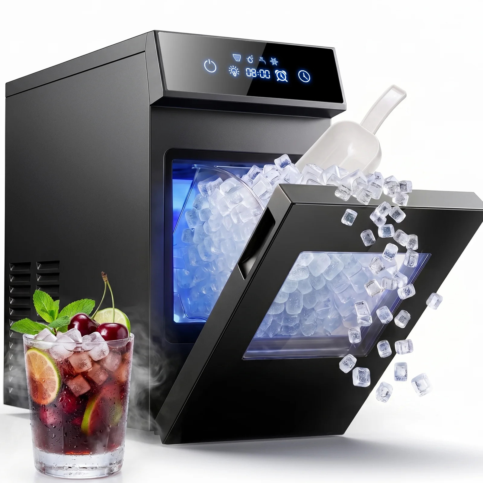 Patbrela Nugget Ice Maker, 40lbs/24H Chewable Pebble Nugget Ice Machine with Self-Cleaning, Touch Screen, for Home, Kitchen, Office, RV - Walmart.com | Walmart (US)