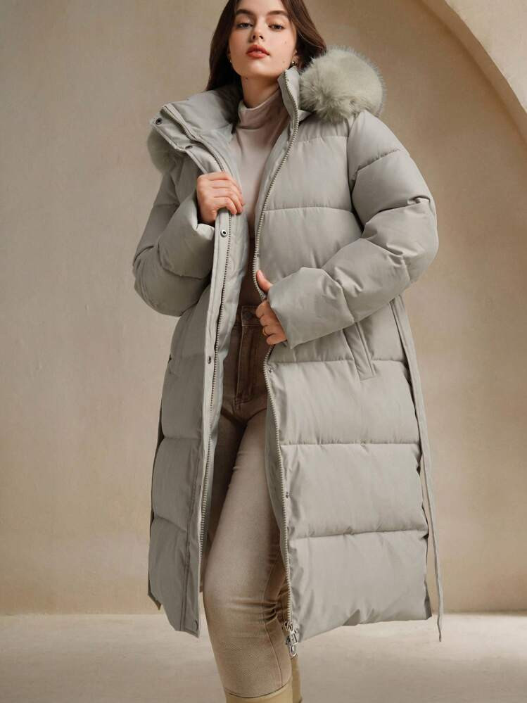 Anewsta Plus Size Women Hooded Coats With Fluffy Collar, For Winter | SHEIN