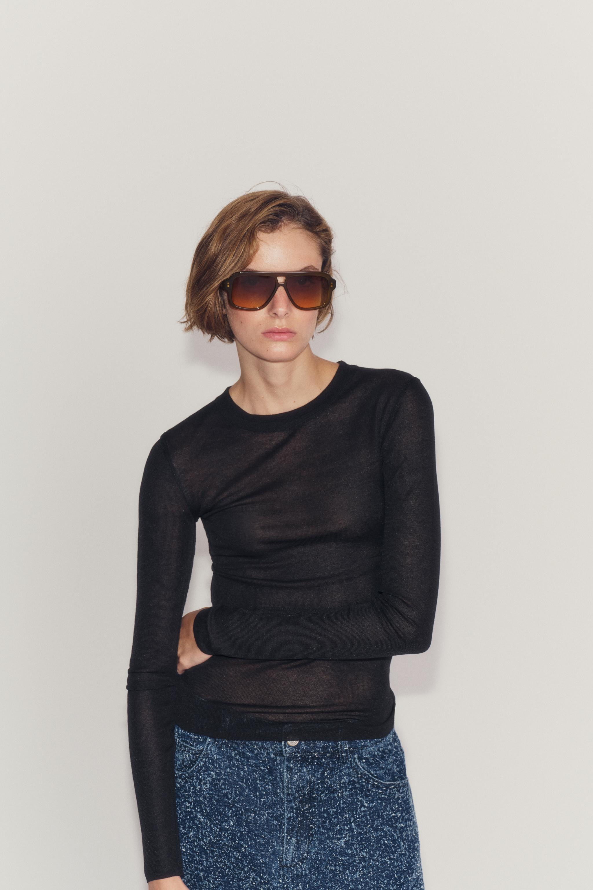SEMI-SHEER KNIT TOP | Zara US