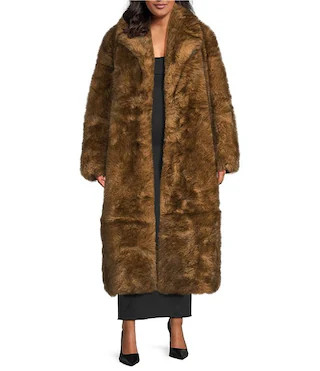 Azalea Wang Plus Size Archer Faux Fur Oversize Shawl Collar Maxi Trench Coat | Dillard's | Dillard's