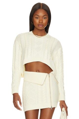 Camila Coelho Carmen Cropped Cable Crew in Ivory from Revolve.com | Revolve Clothing (Global)