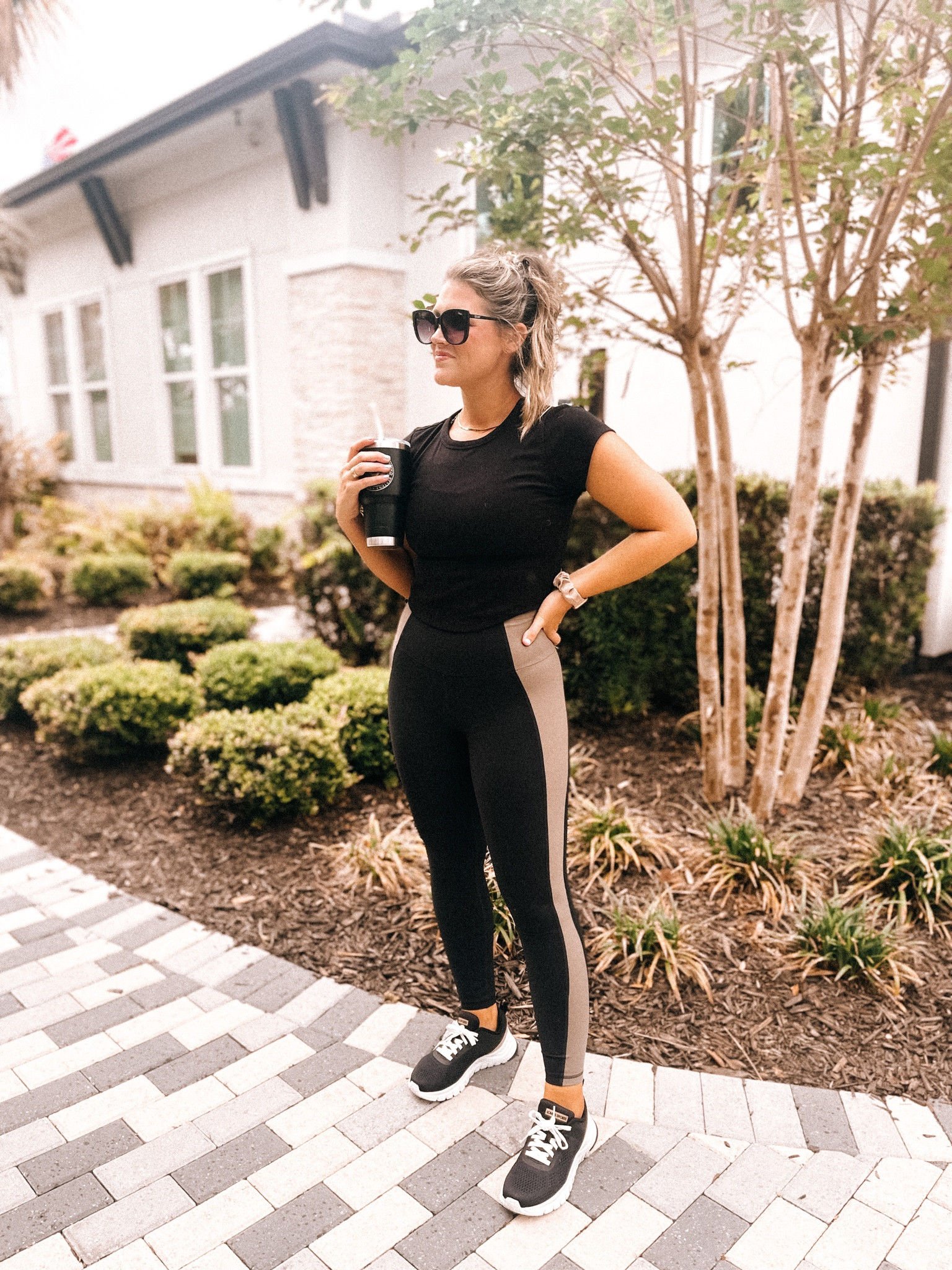 black t shirt dress with leggings DOUBLE LAYER T-SHIRT DRESS IN BLACK