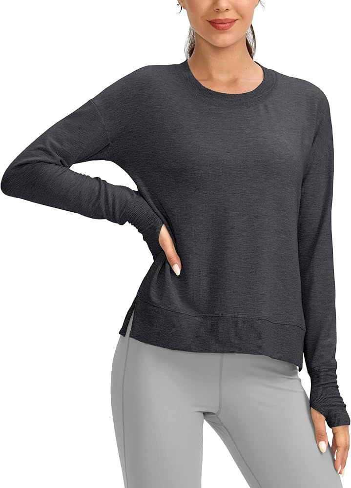 G Gradual Sweatshirt for Women Buttery Soft Yoga Tops Crewneck Modal Pullover Shirts Side Slit Th... | Amazon (US)