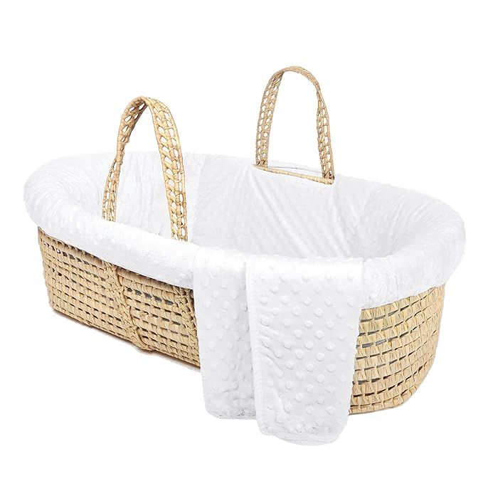 Tadpoles Minky Dot Moses Basket & Bedding Set, White | Amazon (US)