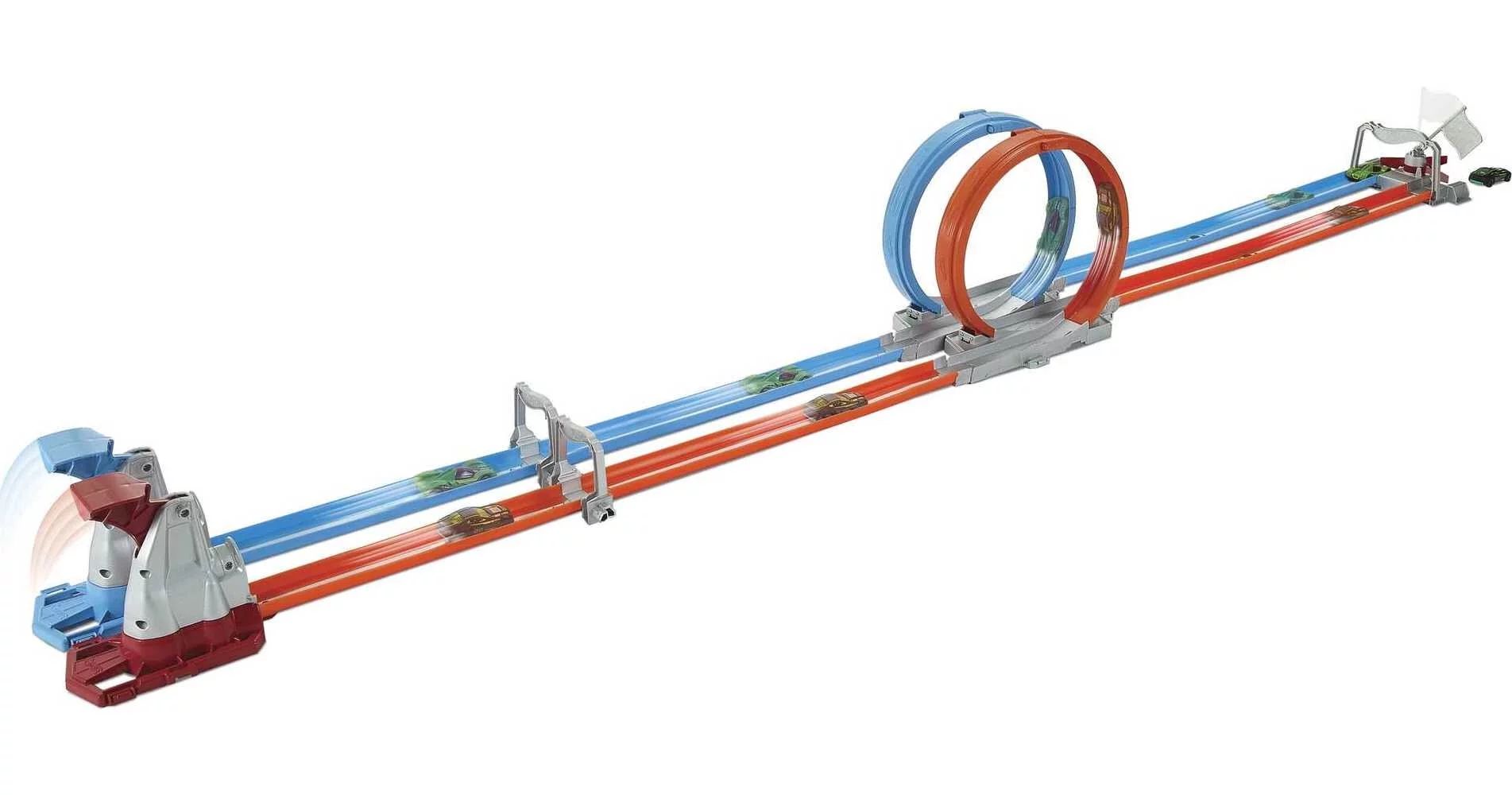 Hot Wheels Double Loop Dash Track Set with 2 Toy Cars in 1:64 Scale, 12-ft Long, for Children Age... | Walmart (US)