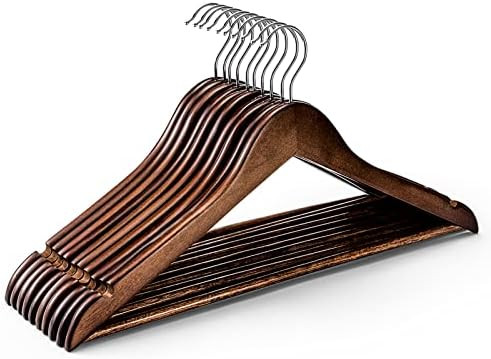 HOUSE DAY Wooden Hangers 10 Pack, Heavy Duty Wood Coat Hangers for Closet, Smooth Finish Wooden S... | Amazon (US)