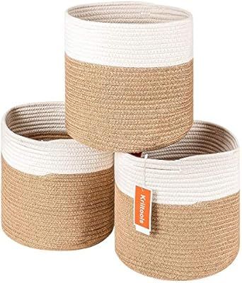 kriitools Storage Bins Cube Organizer Baskets|3 Pack Round Woven Cotton Rope Storage Basket for T... | Amazon (US)