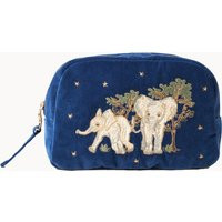 Elizabeth Scarlett Baby Elephant Conservation Navy Velvet Makeup Bag | Look Fantastic (UK)