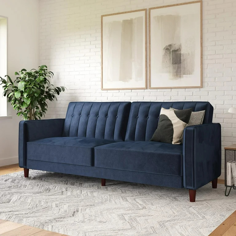 DHP Pin Tufted Transitional Futon, Blue Velvet | Walmart (US)