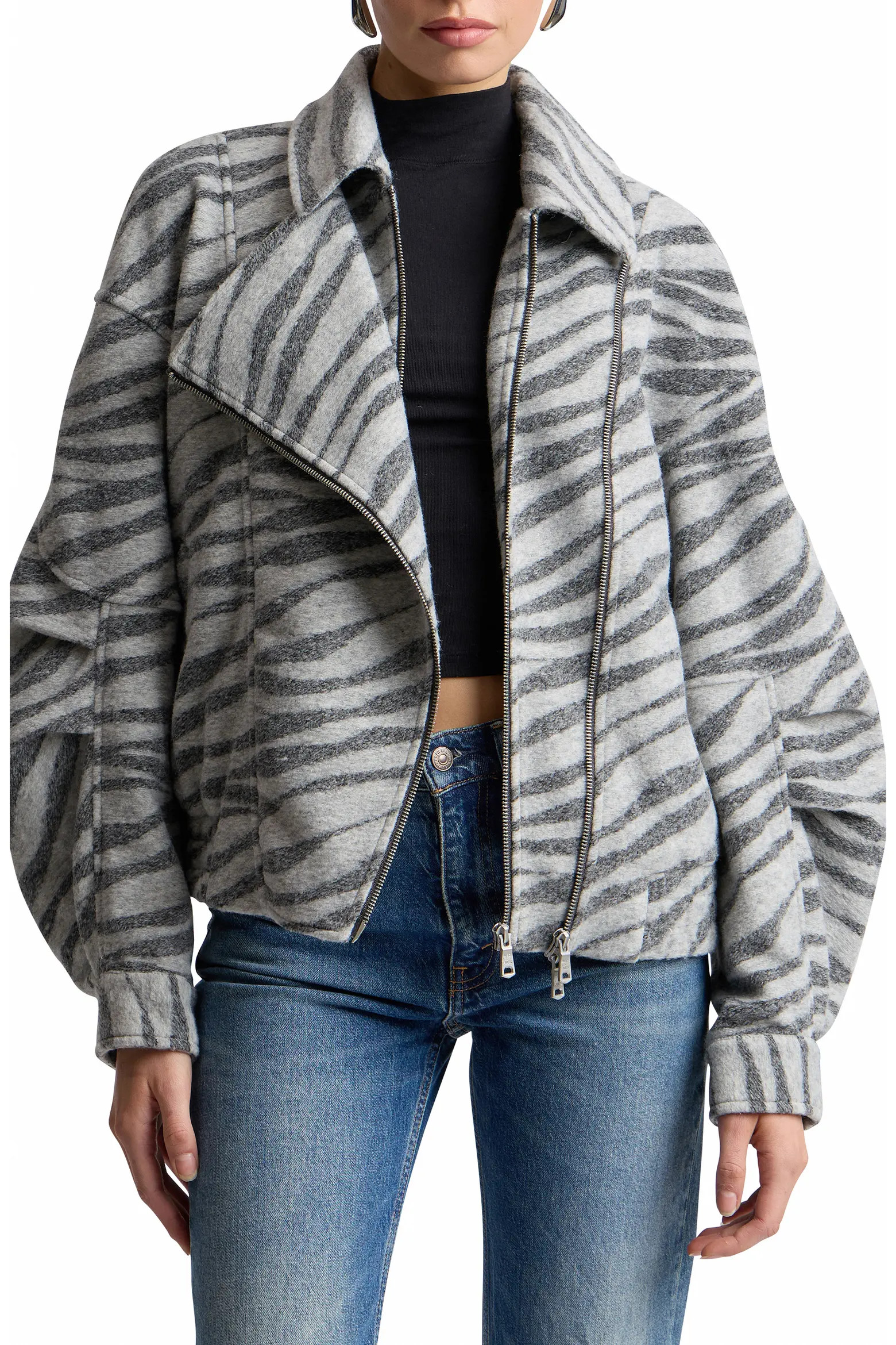 Zebra Jacquard Layered Bomber Jacket (Women) | Nordstrom | Nordstrom