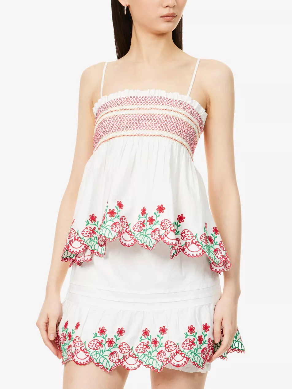 Andy Floral-Embroidered Cotton Camisole Top | Selfridges