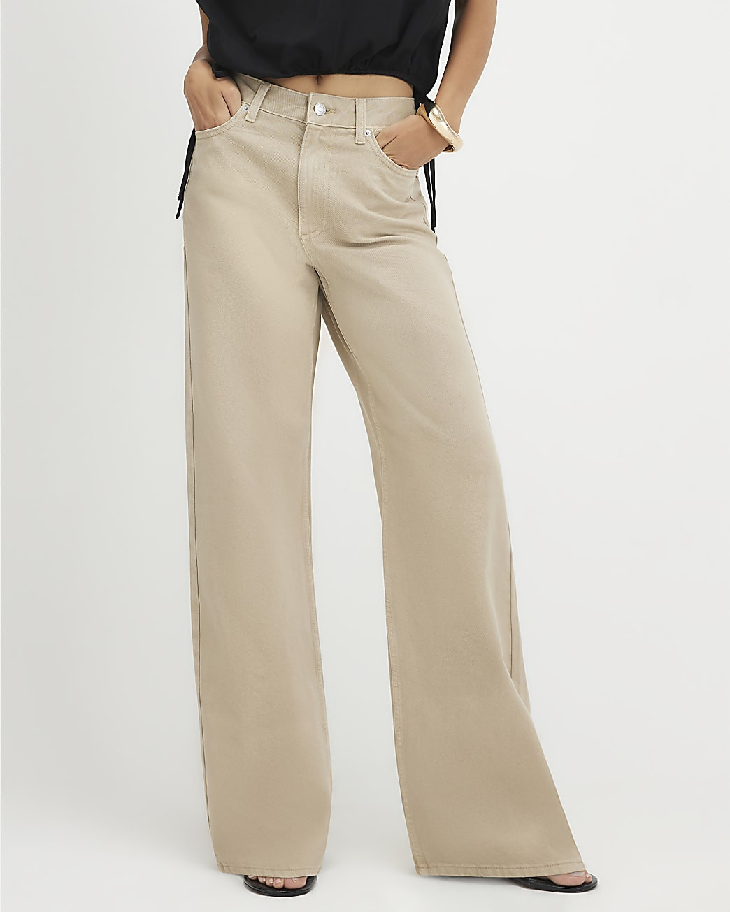 Beige Relaxed Straight Leg Jeans | River Island UK & IE