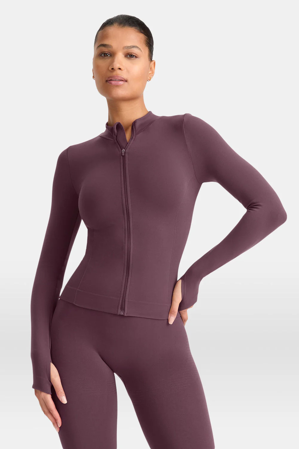 Sculpt Seamless Longline Jacket - Plum Marl | TALA (UK)