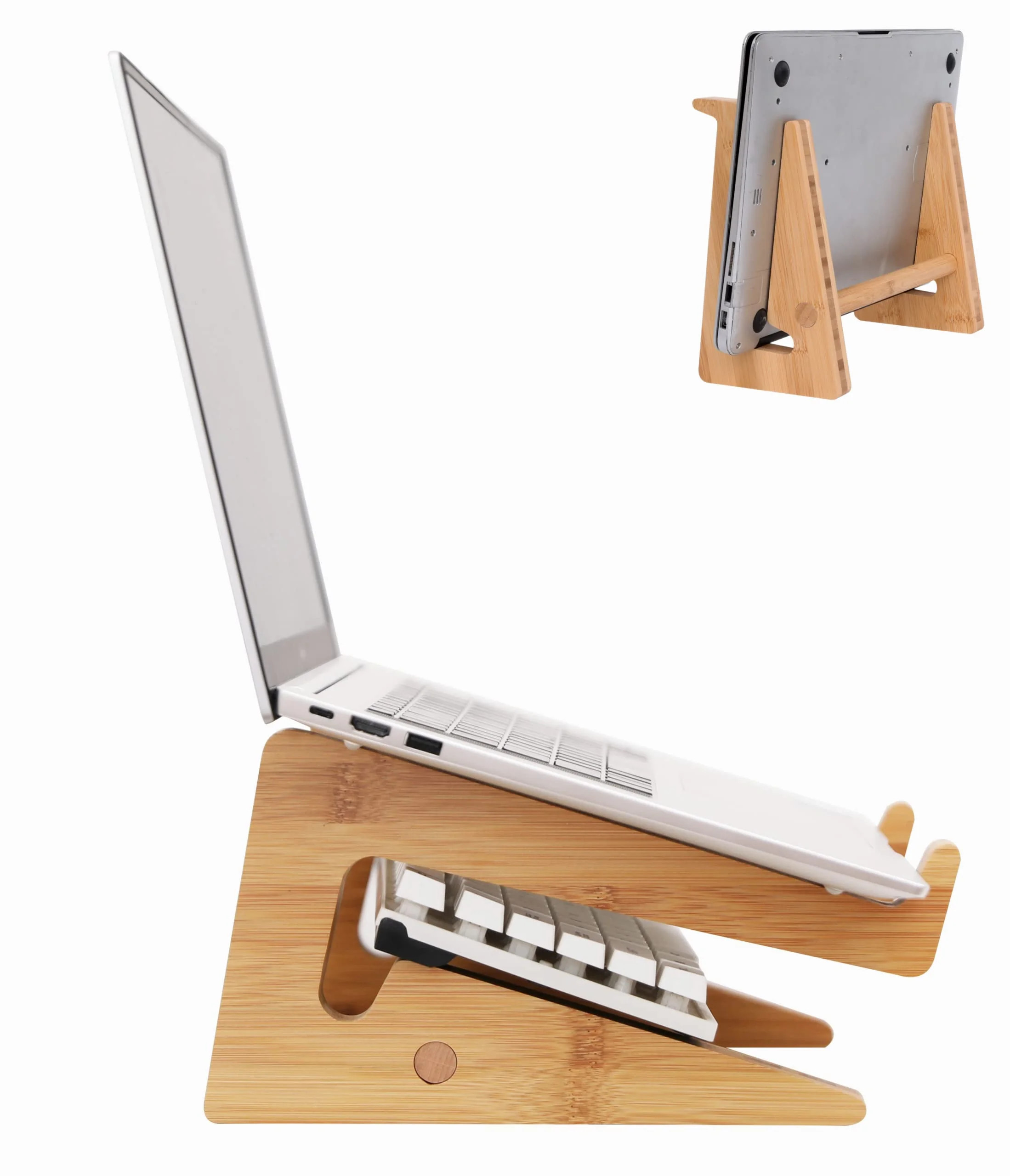 Laptop Stand, Wooden Vertical Laptop Stand for Desk, Bamboo Laptop Stand Compatible with MacBook ... | Walmart (US)