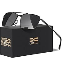 LUENX Aviator Sunglasses for Men Square Polarized Polygon Lens - UV 400 Protection with Accessori... | Amazon (US)