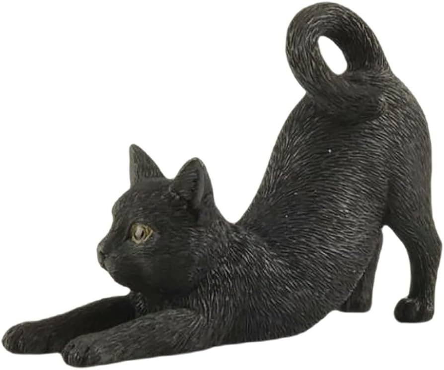 JFSM INC. 7" Black Cat Stretching Hand Painted Figurine - Gifts for Cat Lovers, Home Decor for Ca... | Amazon (US)