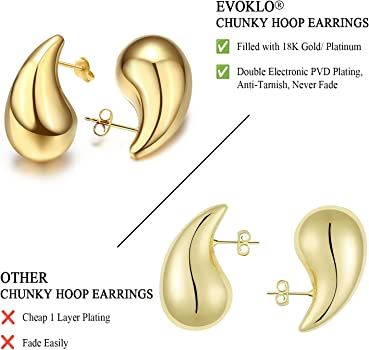 Teardrop Chunky Earrings for Women Trendy Hoop Earring Set Earring Dupes, Gold Earrings | Amazon (US)