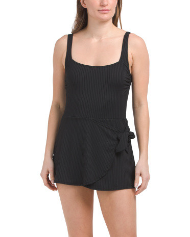 Square Neck Wrap One-piece Swimsuit Dress | TJ Maxx