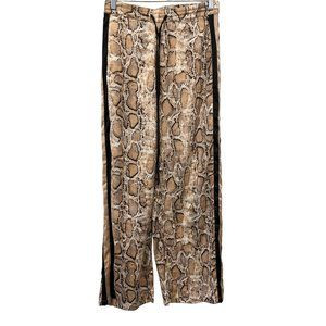 Lucy Paris Snakeskin Wide Leg Pants Womens M Pull-On Drawstring Brown NEW | Poshmark