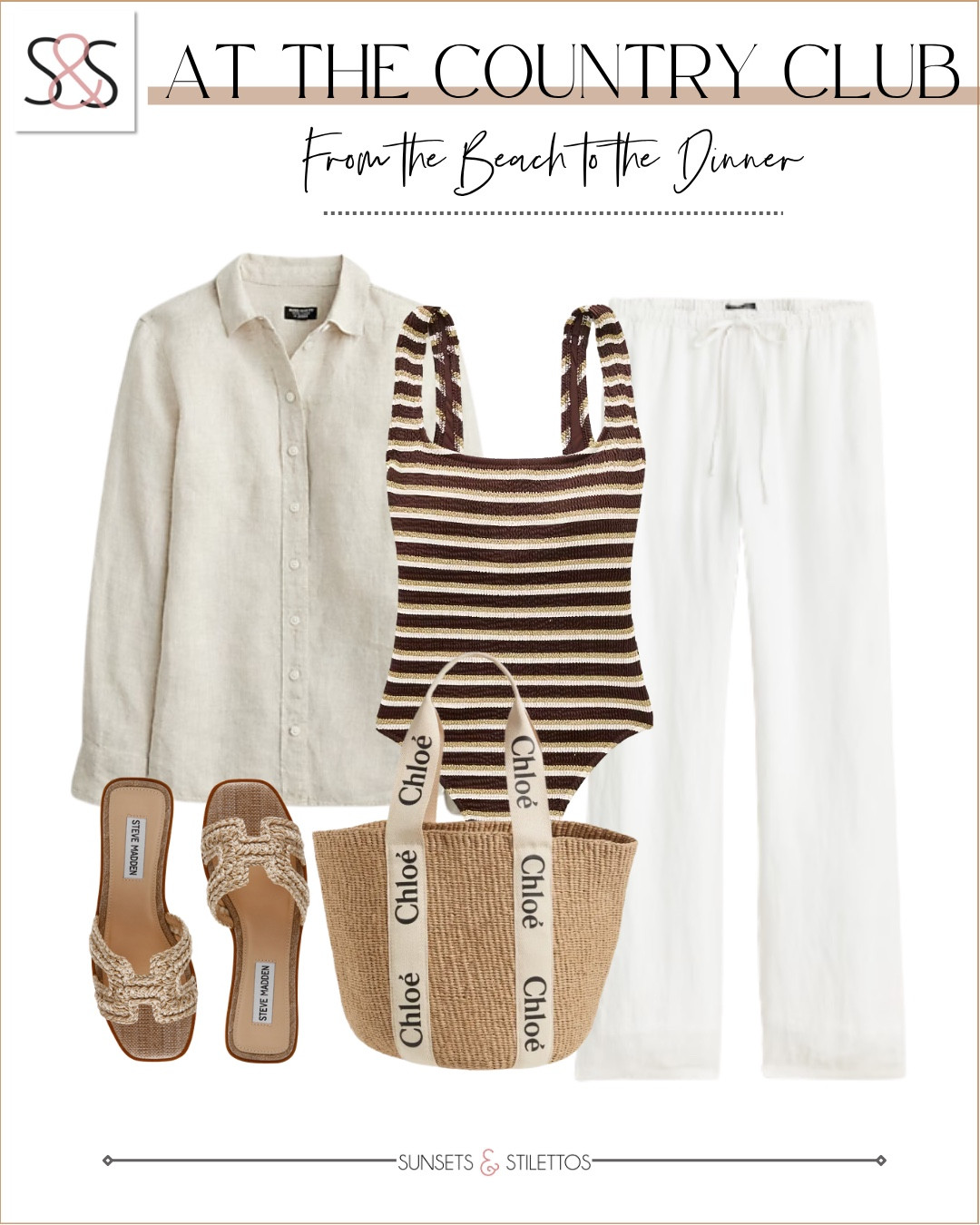I'm obsessing over how this striped one-piece transitions perfectly from poolside to dinner with just a linen shirt and slides.

summer swimsuit country club outfit one piece striped bathing suit linen cover up woven slides resort wear preppy style vacation outfits

#LTKOver40 #LTKSwim #LTKTravel