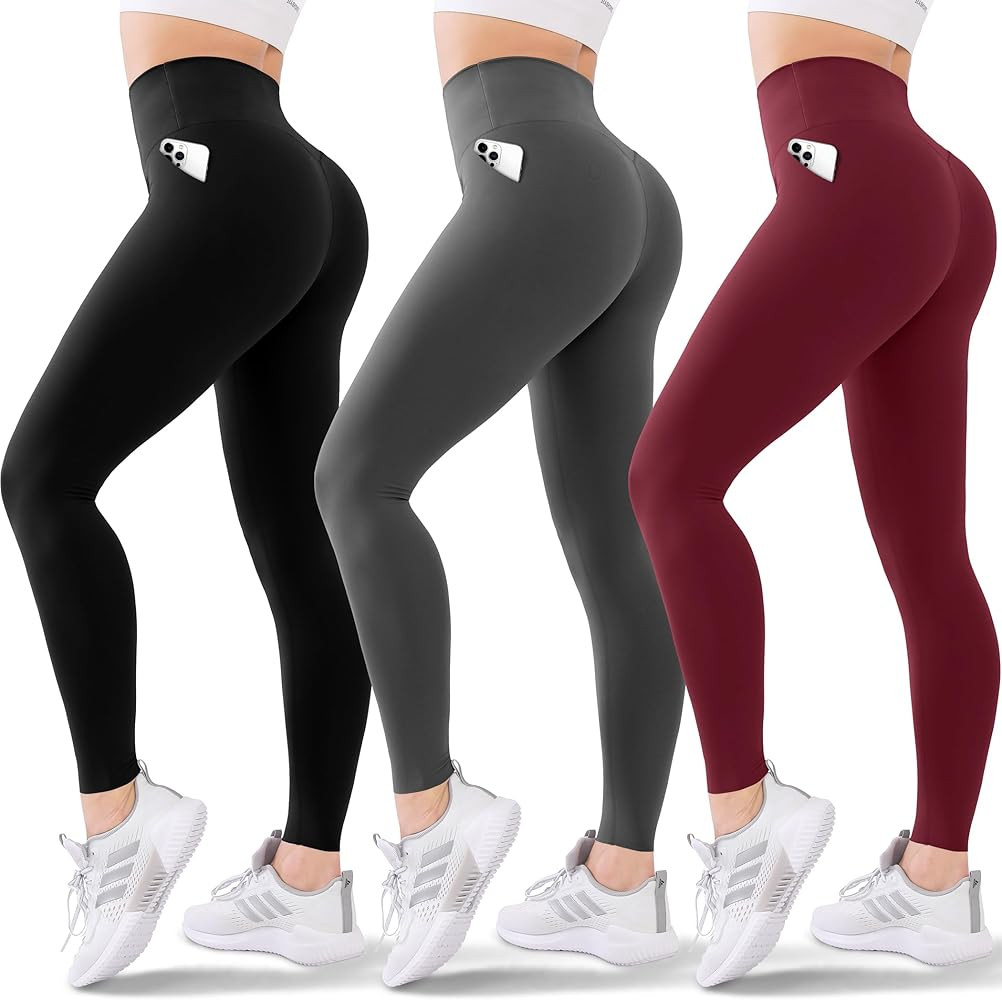 Blisset 3 Pack Leggings for Women Butt Lift High Waisted Tummy Control No See-Through Yoga Pants ... | Amazon (US)