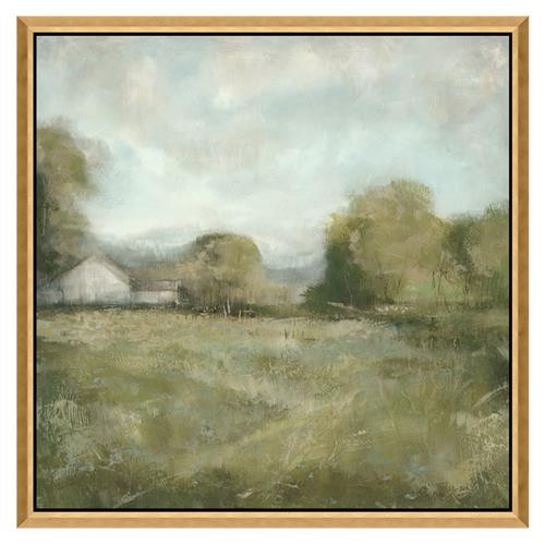 Belle French Country Green Countryside Landscape Gold Frame Painting I - 30x30 | Kathy Kuo Home