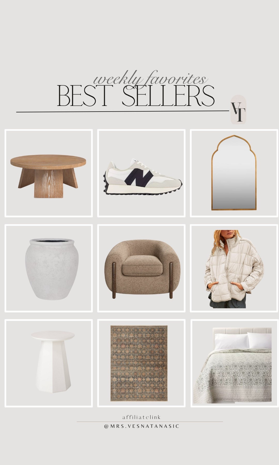 This week’s best sellers in home, fashion and more! My favorite sneakers ever for walking and every day errands! My new living room rug is on sale too! 

#wayfair#wayfairfinds #amazonfashion #newbalance #sneakers #coffeetable #accentchair #targetstyle #target #targethome #sale #loweshomeimprovement #lowes #targetbedding #amazon #jacket #mirror @amazon @wayfair @target @targetstyle #amazonfashion 

#LTKHome #LTKSaleAlert #LTKShoeCrush