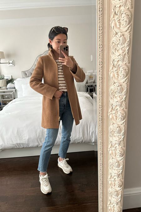 50% off J.Crew with code SHOPEARLY & 40% off Madewell with code OHJOY // short camel coat & medium wash jeans casual outfit

•J.Crew wool coat - I’m wearing a prior year’s version but have linked both this years version & the JCF version, both on major sale!
•Sezane striped top xxs
•Madewell jeans 24P
•Madewell kickoff trainer sneakers 5H
•J.Crew sunglasses 

#petite

#LTKsalealert #LTKshoecrush #LTKSeasonal