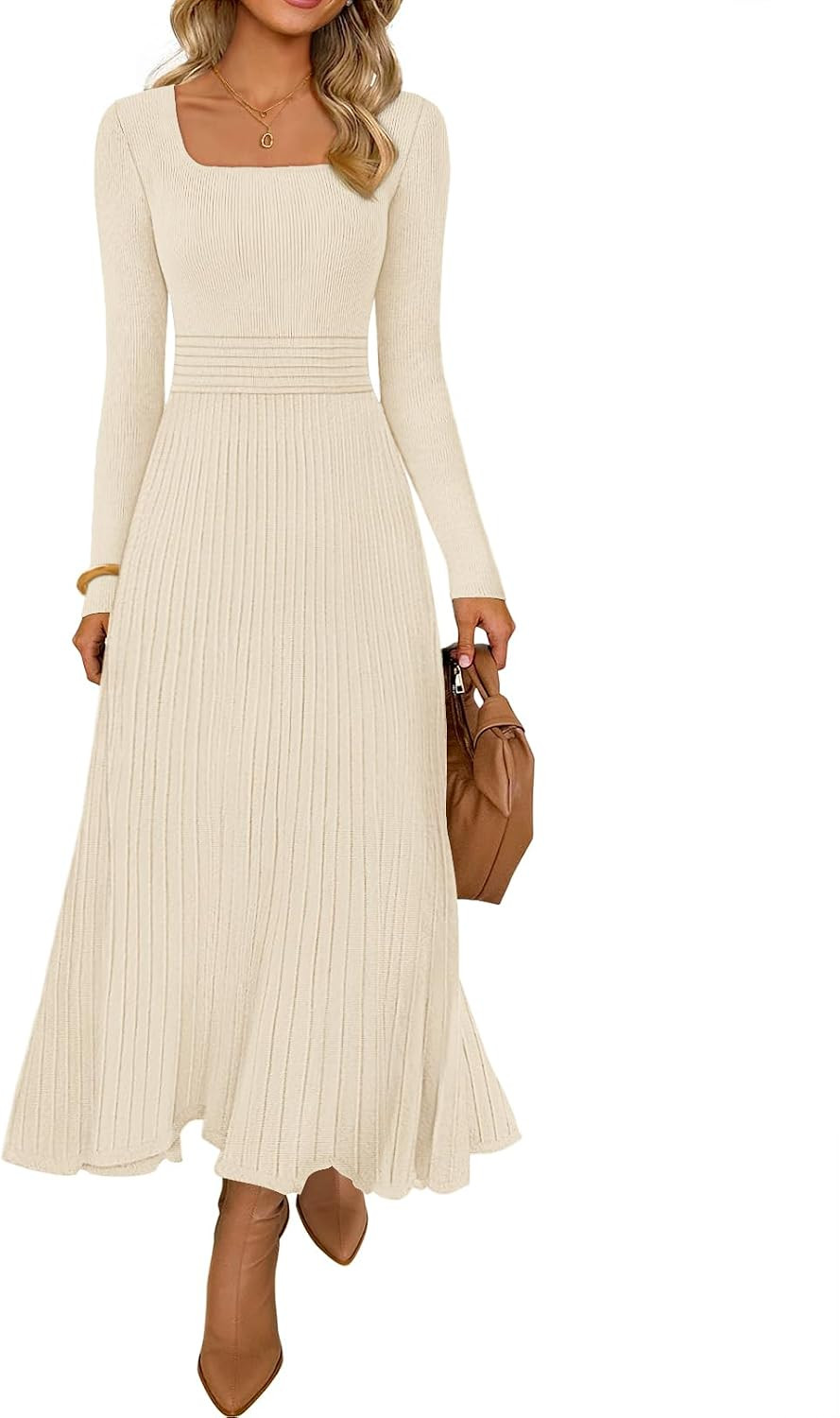 MEROKEETY Women's Sweater Dress Fall Winter Church Midi Dresses | Amazon (US)