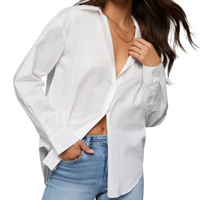 VICI Womens Simple Endeavor Poplin Button Down Top White M | Target