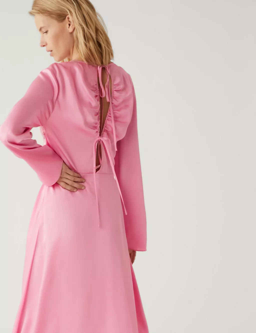 Satin Round Neck Midi Tea Dress | Marks & Spencer (UK)