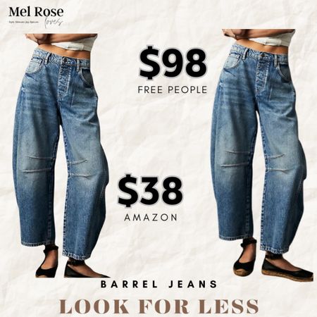The barrel jeans look for less! If you’re unsure about this trend, the Amazon version is for sure a safe bet. It’s much thinner than the Free People version, but if you think they’ll get worn less than your other jeans they’re just fine.

*Read sizing input on Amazon version in reviews!



#LTKstyletip #LTKfindsunder50