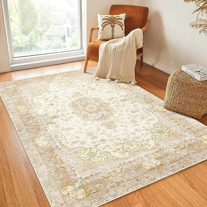 Boho Rug 4'x6.5',Washable Area Rugs for Bedroom Living Room Kitchen Entryway Bedside,Small Vintag... | Amazon (US)