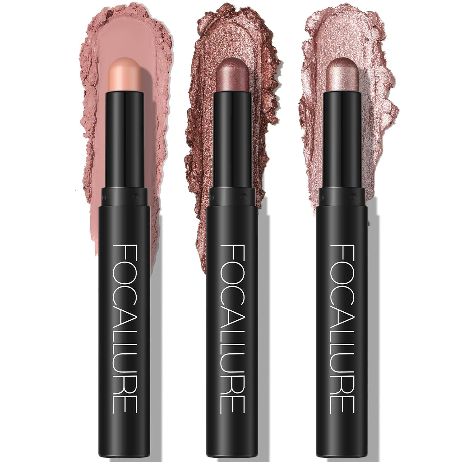 FOCALLURE 3PCS Cream Eyeshadow Stick Sets,Matte and Shimmer Eye Brightener, Light to Dark Pink Pe... | Amazon (US)