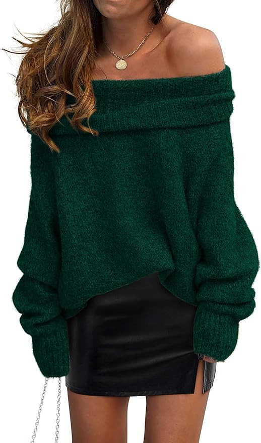 PRETTYGARDEN Women's Sweaters Fall Off The Shoulder Long Sleeve Top 2024 Outfits Loose Knitted Wi... | Amazon (US)