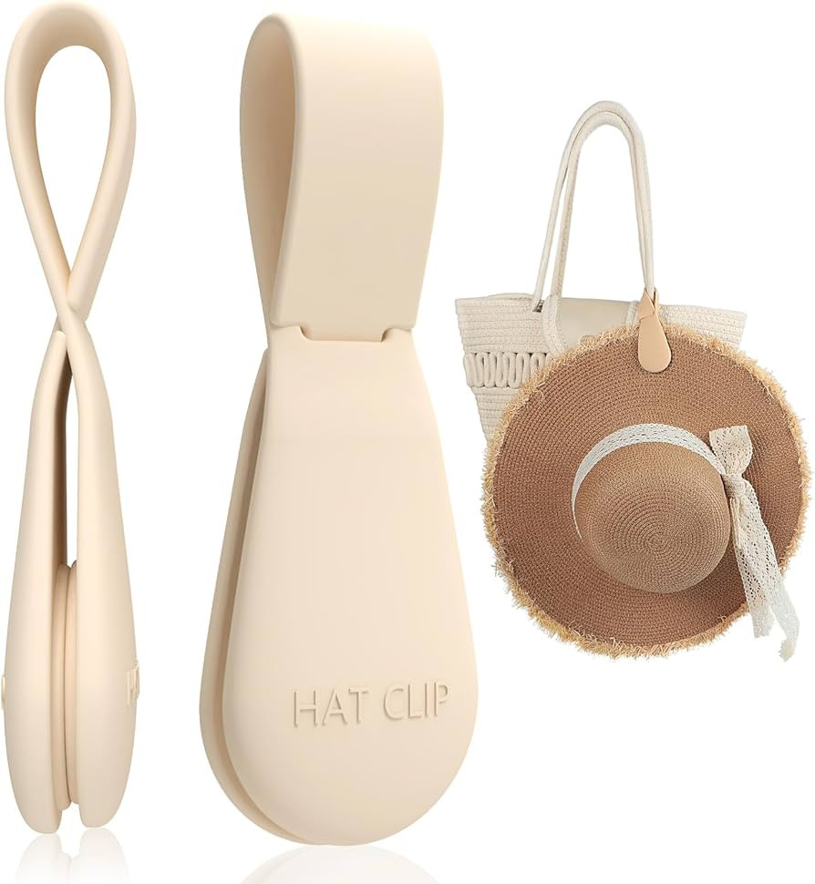 Magnetic Hat Clip for Travel on Bag, Light Khaki Silicone Hat Clip Magnet Hat Holder Hat Hook for... | Amazon (US)