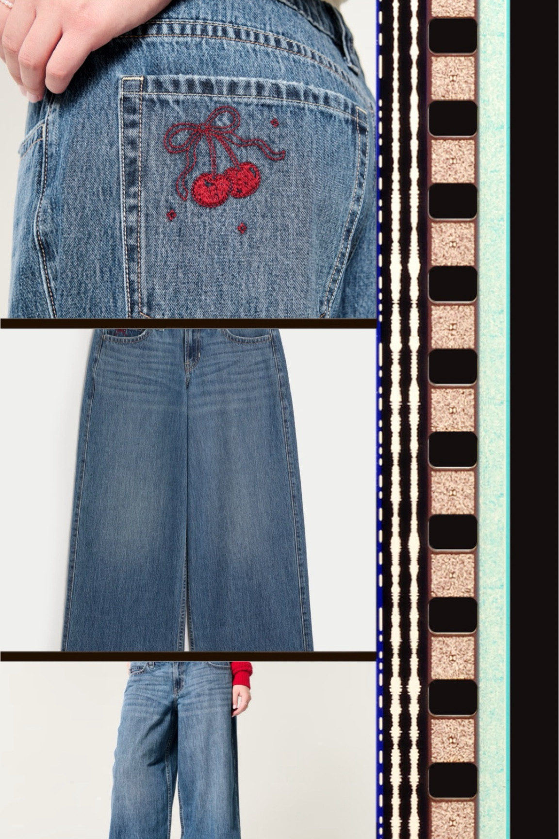 LOW-RISE MEDIUM WASH CHERRY EMBROIDERED SUPER BAGGY JEANS from Hollister are on sale now for $39! Down from $55.  So cute with the cherry 🍒 on the pocket. 

#LTKStyleTip #LTKSaleAlert #LTKFindsUnder50