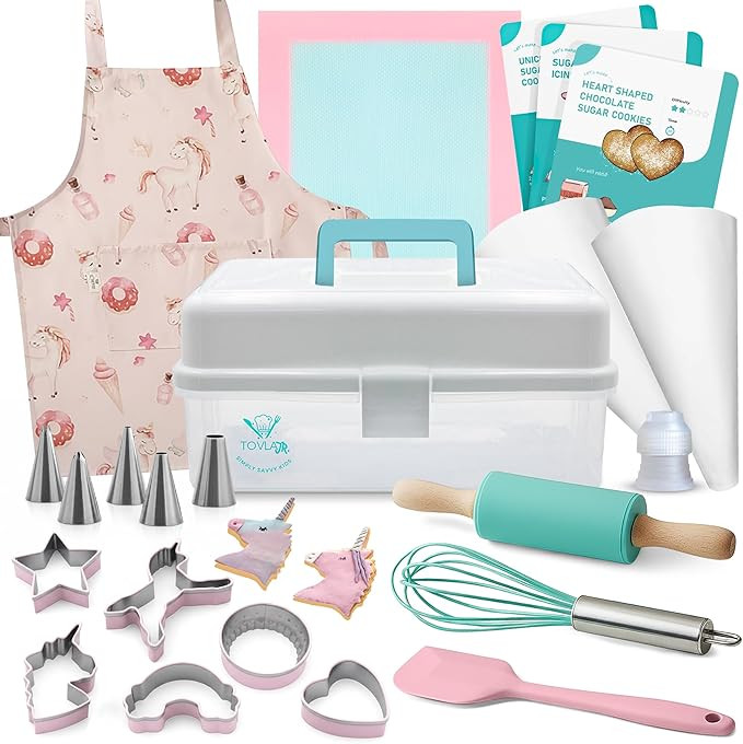 Tovla Jr. Kids Baking Gift Set with Storage Case - Unicorn Baking Gift Set for Kids-Real Cooking ... | Amazon (US)