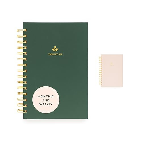 Sugar Paper 2026 Small Spiral Planner, Weekly and Monthly, January to December, 5.75" x 8.25", Calendar for Women, Matte Paper Hardcover, Spiral Bound, Pocket for Storage, 12 Month, Forest Green | Amazon (US)