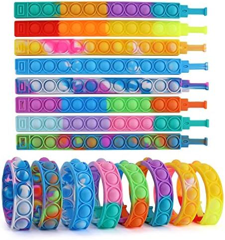 16PCS Pop Fidget Toy Fidget Bracelet, Durable and Adjustable, Multicolor Stress Relief Finger Pre... | Amazon (US)
