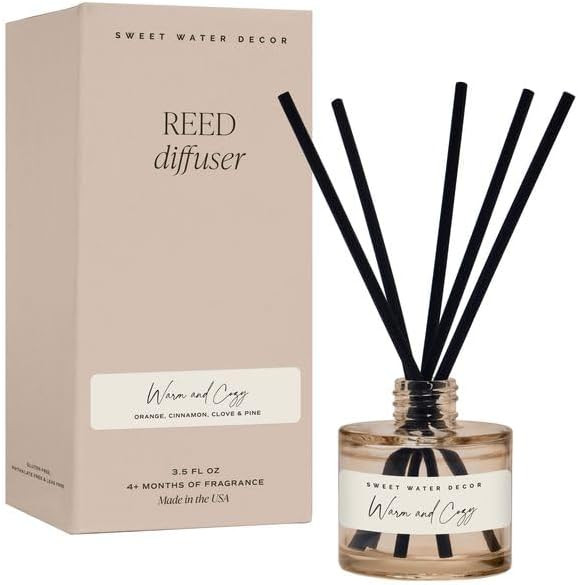 Sweet Water Decor Warm and Cozy Reed Diffuser Set - Orange, Cinnamon, Clove, and Pine Fall and Wi... | Amazon (US)