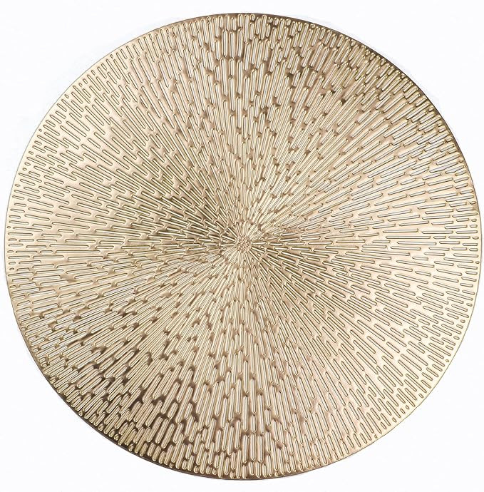 Round Placemats Gold Metallic Set of 4 Vinyl Placemats 15'', Hollow Washable Easy Clean Wipeable ... | Amazon (US)