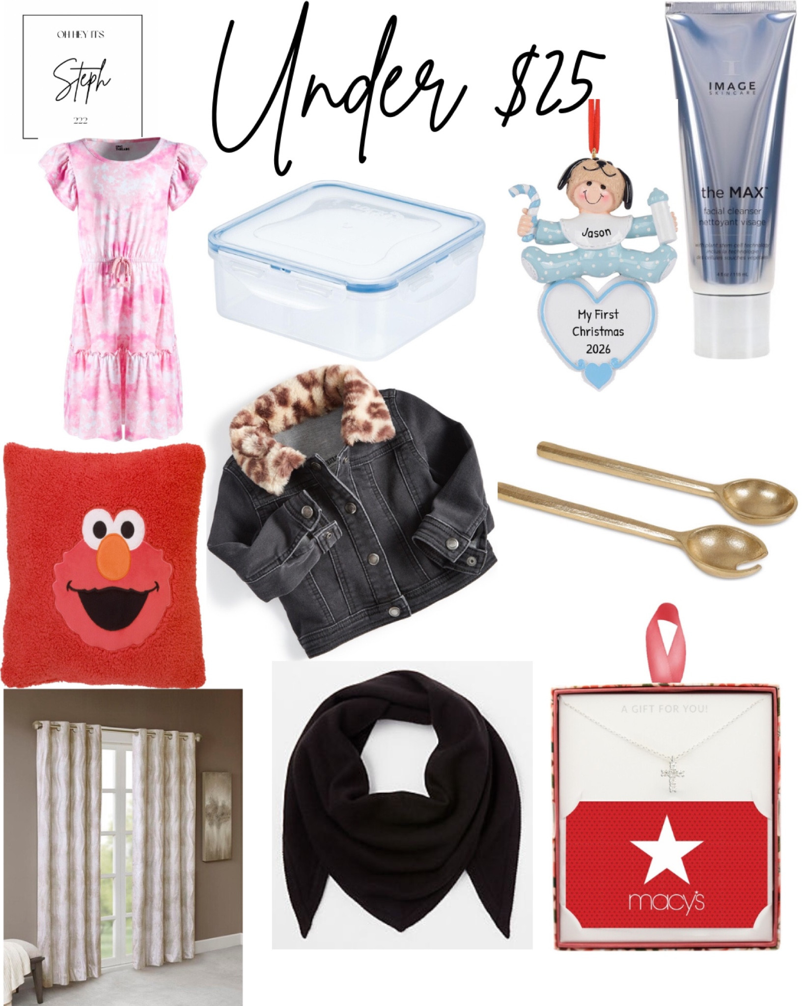 Under $25



Facial cleanser, target, Personalized Babys First Christmas Ornament, Etsy, girls, tie dye dress, Macys, Salad Servers, Square Food Storage Container, Baby Girls Faux Fur Collar Jacket, Elmo pillow, Cubic Zirconia Cross necklace gift, Blackout Curtain, Shawl Scarf, Ann Taylor

#LTKfamily #LTKsalealert #LTKhome