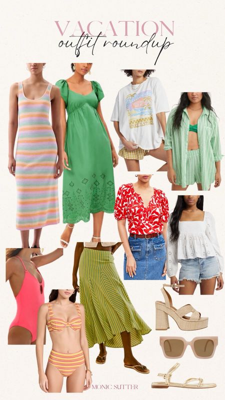 Vacation outfit roundup - vacation outfit inspo - summer swimsuits - petite friendly fashion - spring midi dresses - styling tips - summer accessories - summer outfit ideas 

#LTKstyletip #LTKSeasonal #LTKtravel