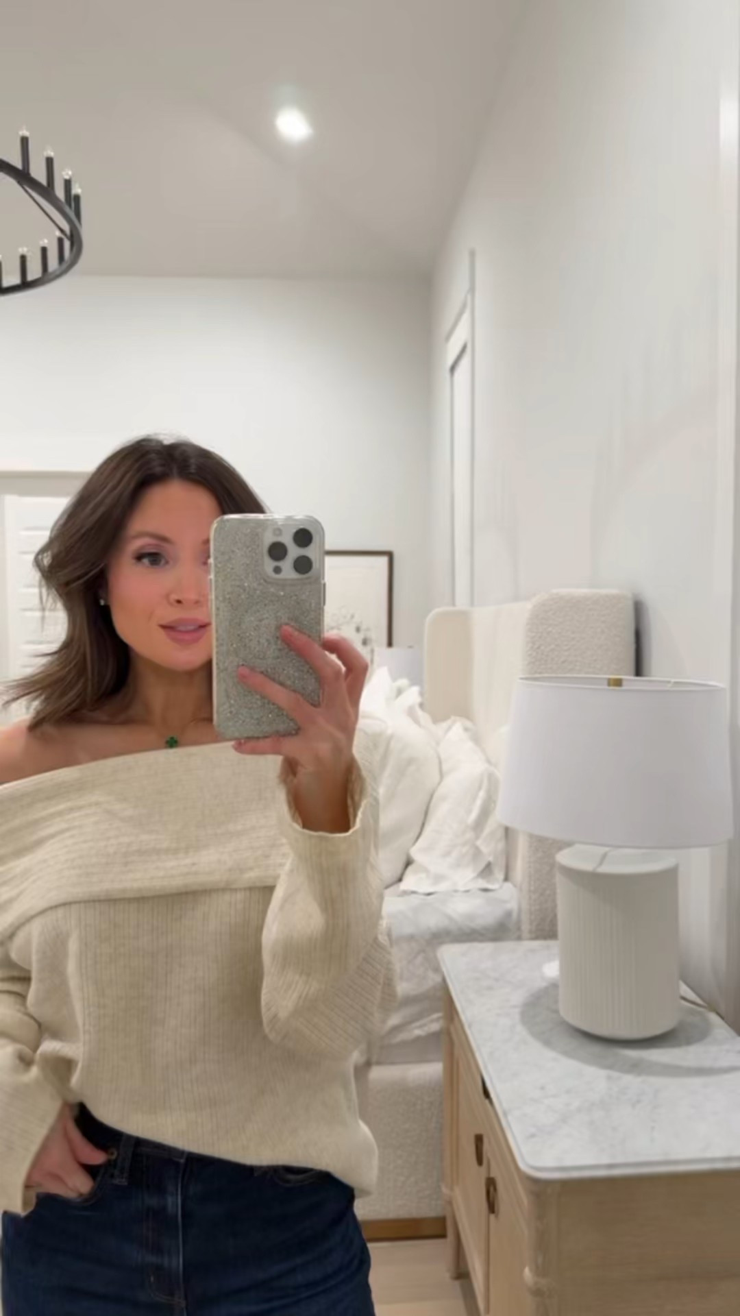 NSALE TRYON 💛 loving this off the shoulder sweater, I bought 4 different ones! I’m wearing a small but sized up for a cozy look! styling with these Daze jeans! 

#LTKSeasonal #LTKSaleAlert #LTKStyleTip