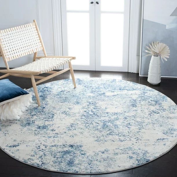 SAFAVIEH Brentwood Alaia Abstract Area Rug, Ivory/Navy, 6'7" x 6'7" Round - Walmart.com | Walmart (US)