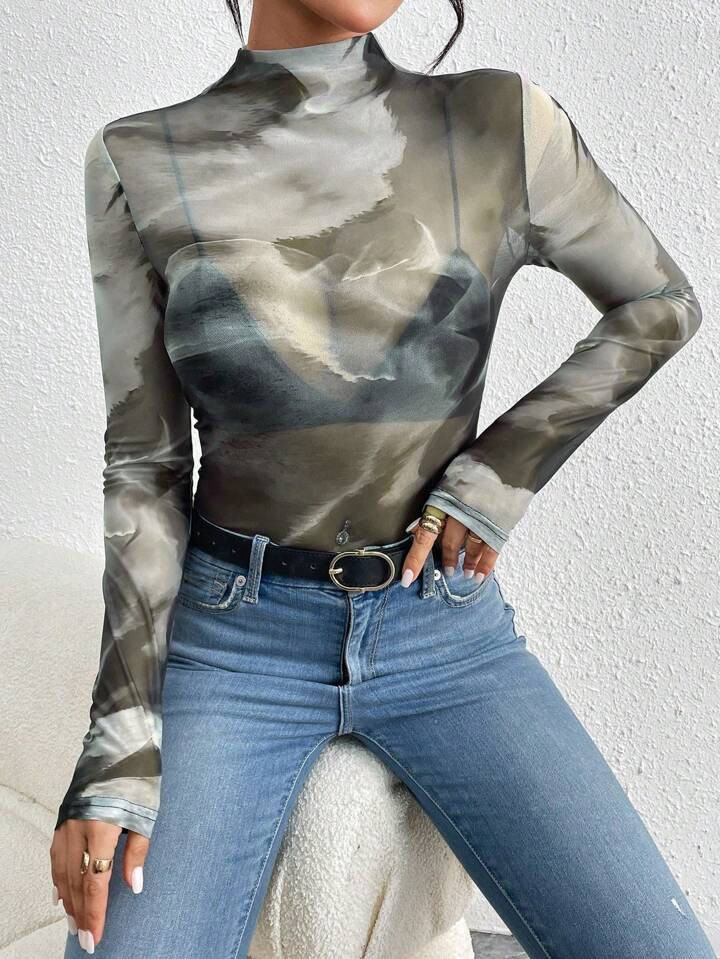 Allurite 1pc Tie Dye Mesh Top | SHEIN