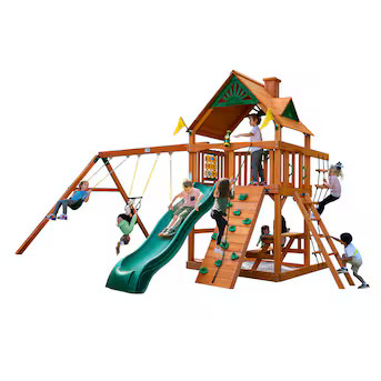 Gorilla Playsets Chateau with Wood Roof Residential Wood Playset with Slide | Lowe's